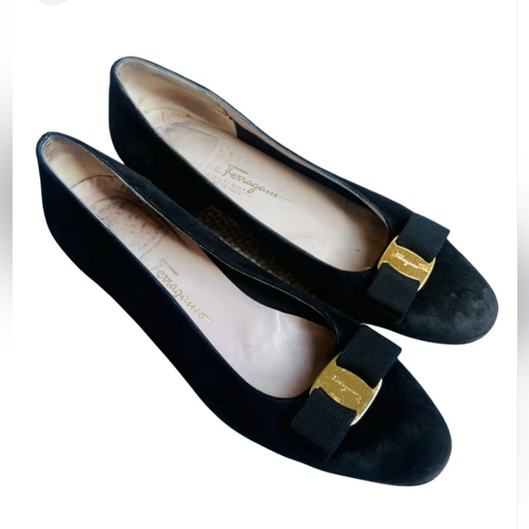 Salvatore Ferragamo Vintage 80's Ballet Flats w/ Signature Vara Bows Sz 9 - Picture 6 of 8